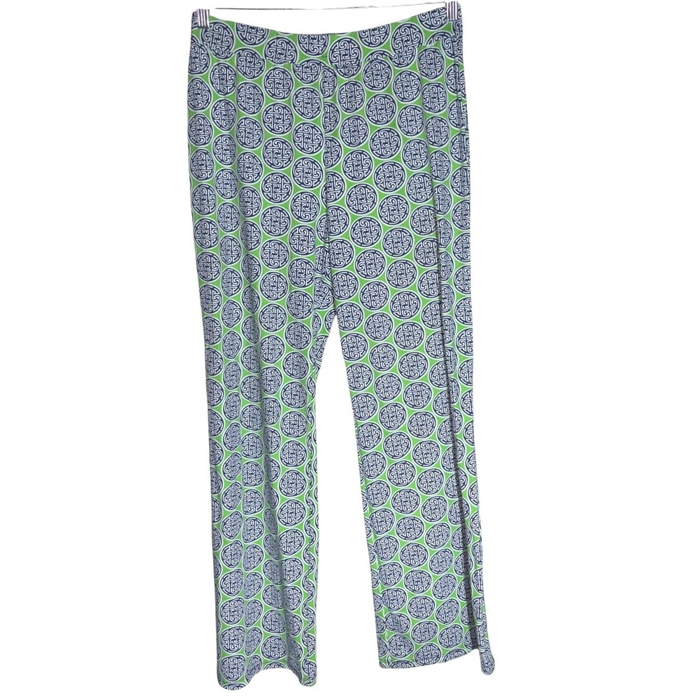 Katherine Way Highrise wide leg palazzo pants sz lg Medallion Print